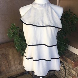 Maurices High Neck Sleeveless Ruffle Blouse